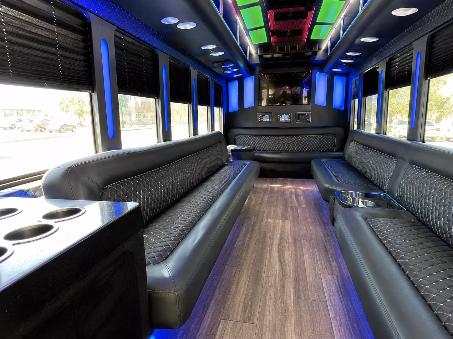 arcadia 15 passenger party bus inside
