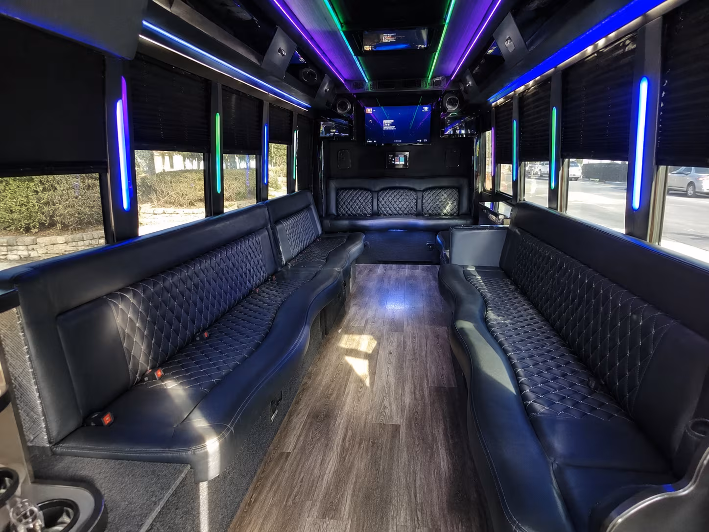 arcadia 15 passenger party bus interior