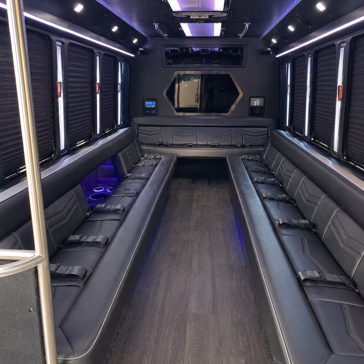 arcadia 18 passenger party bus interior