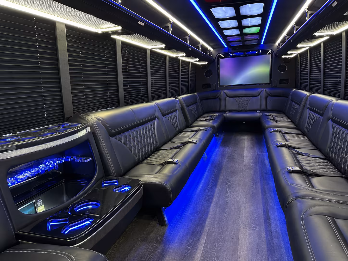 arcadia 20 passenger party bus inside