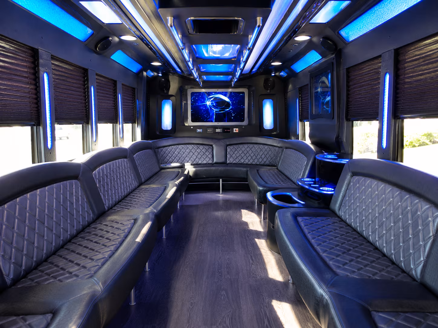 arcadia 28 passenger party bus inside
