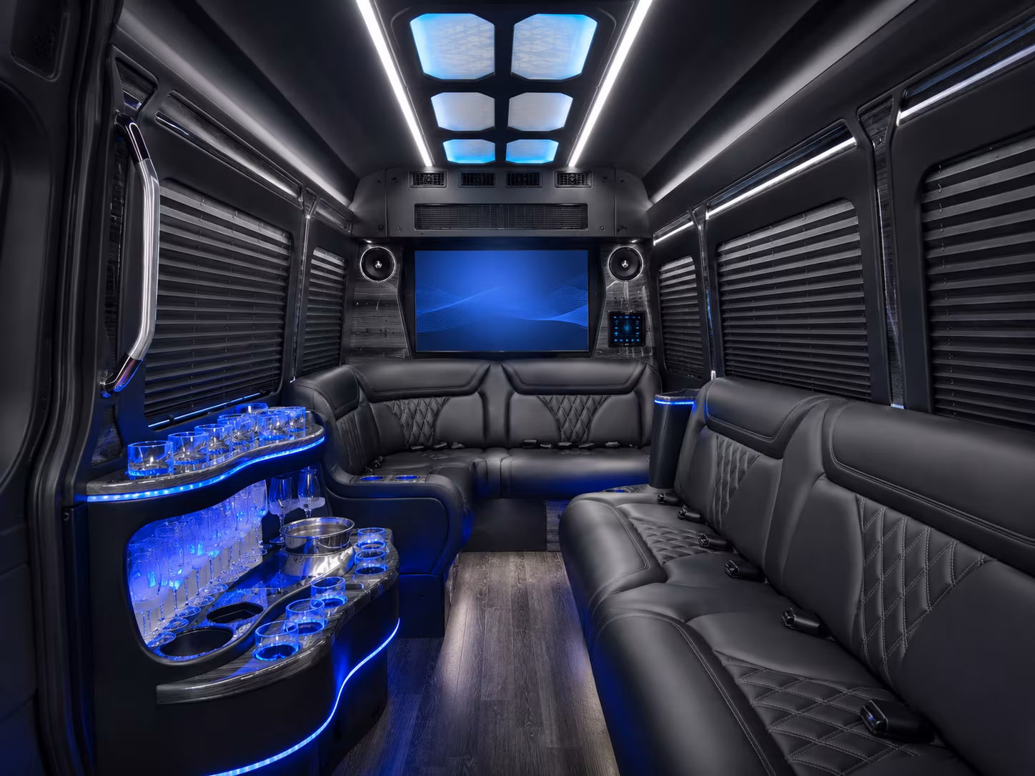 arcadia 40 passenger party bus inside