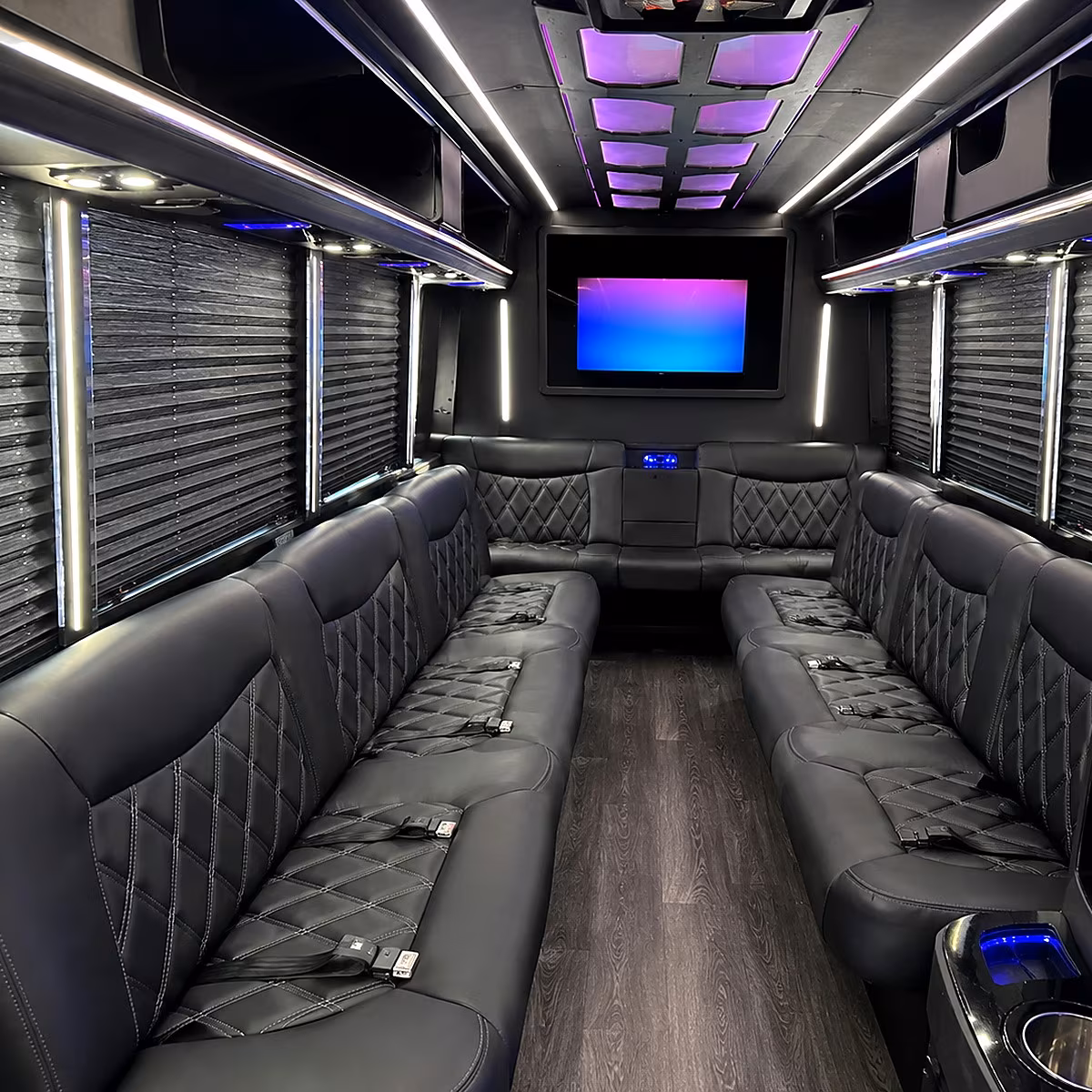 arcadia party bus rental interior