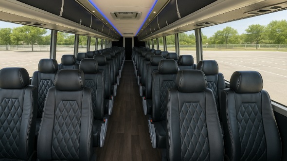 Interior of Charter Bus Company Arcadia's 50 Passenger Charter Bus in Arcadia